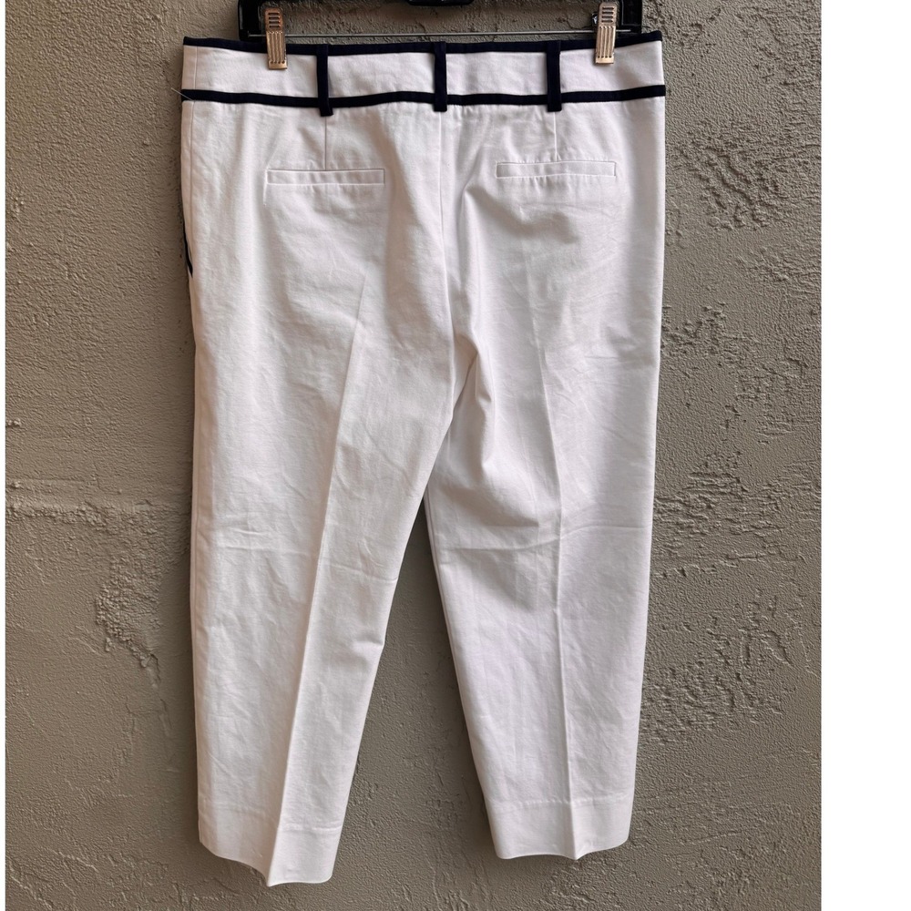 Milly of New York Womens White Navy Trim Cropped Pants SZ 10 Nautical Coastal - Picture 5 of 9